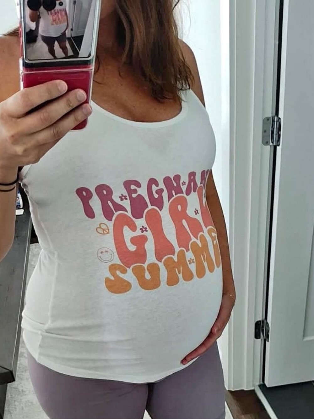 White Graphic Tank Top - 'Pregnant Girl Summer'